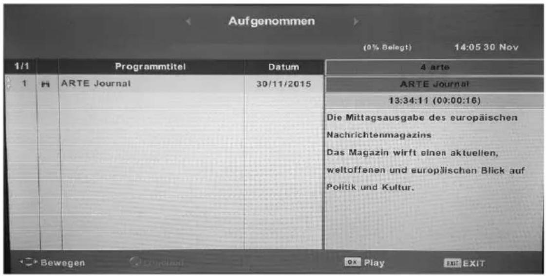 XORO HTC 1560 - Aufnahmeliste - 1