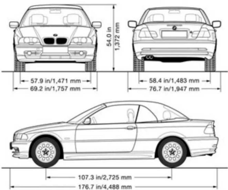 BMW 330Ci Convertible (2003) - Dimensions - 1