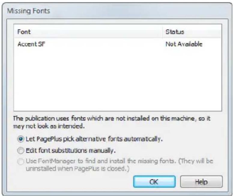 SERIF PagePlus X5 - Substituting fonts - 1