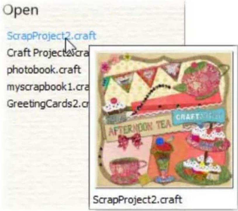 SERIF CraftArtist - Opening a recently opened project (via Startup Wizard) - 1