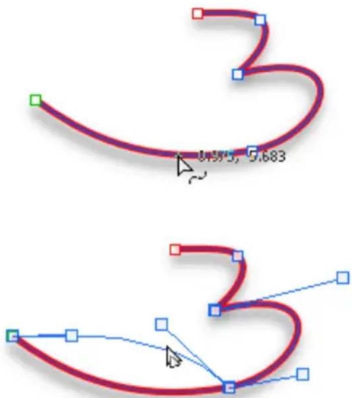 SERIF CraftArtist - To reshape a curved line: - 1
