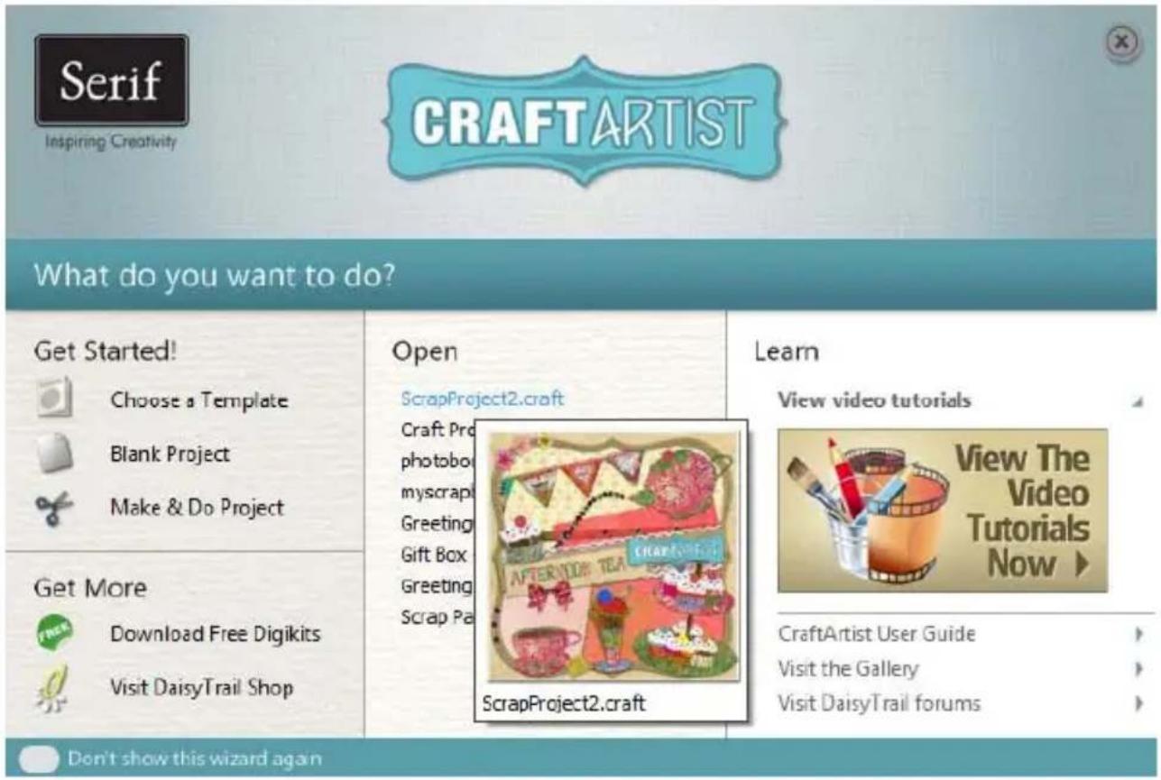 SERIF CraftArtist - Using the Startup Wizard - 1