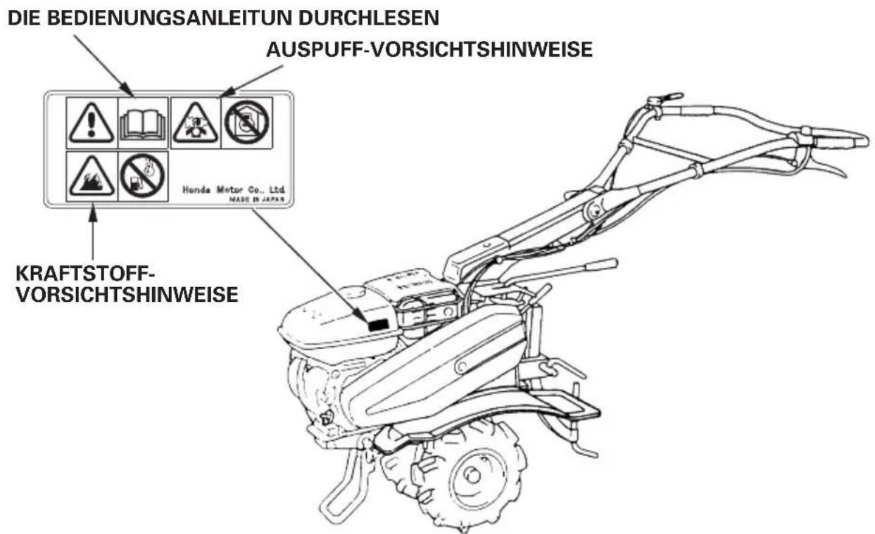 DIE BEDIENUNGSANLEITUN DURCHLESEN AUSPUFF-VORSICHTSHINWEISE KRAFTSTOFF- VORSICHTSHINWEISE Honda Motor Co., Ltd. MADE IN JAPAN