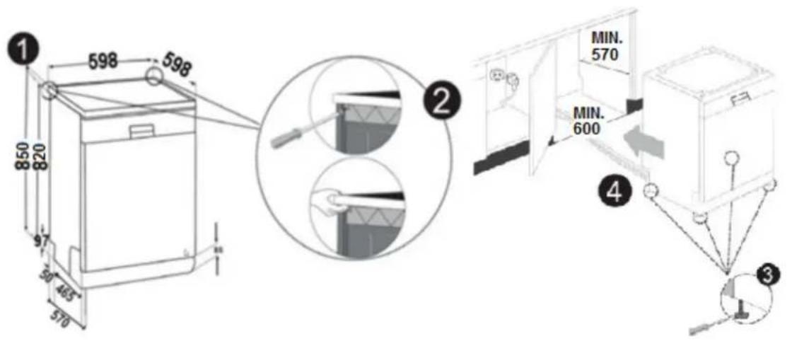 Montpellier DW1254P - Fitting Your Machine Under Countertop - 1