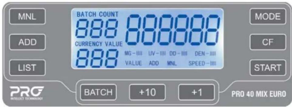 Pro 40 Mix Euro - Control panel operation - 1