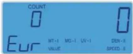 Pro 40 Mix Euro - «VALUE» mode – counts and summates the banknotes' denominations - 1
