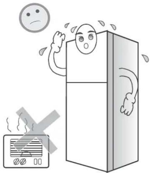 Illustration of a refrigerator with a sad face and a steaming oven, showing no text or symbols.