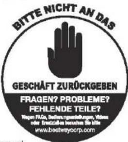 BITTE NICHT AN DAS GESCHÄFT ZURÜCKGEBEN FRAGEN? PROBLEME? FEHLENDE TEILE? Wegen FADS, Befahrengeleistungen, Vassels oder Erstehlen deschuss für die www.bestweyoorp.com