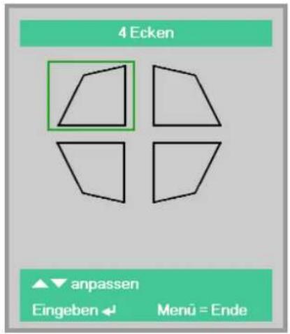 4 Ecken anpassen Eingeben ← Menü = Ende