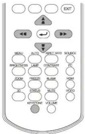 EXIT MENU AUTO ASPECT RATIO SOURCE BRIGHTNESS LAMT CONTRAST PC ZOOM FREEZE BLANK HDMI 3D STATUS MUTE VIDEO KEYSTONE VOLUME
