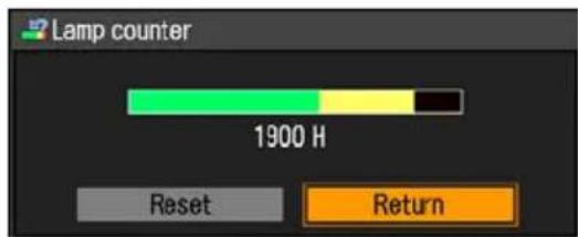 Lamp counter 1900 H Reset Return