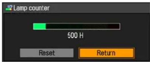 Lamp counter 500 H Reset Return