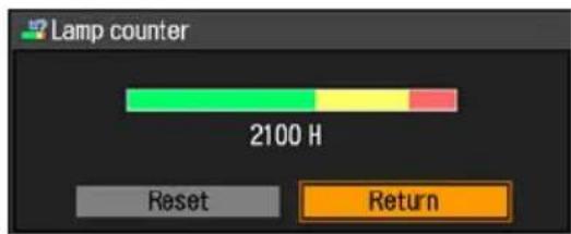 Lamp counter 2100 H Reset Return