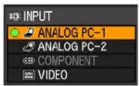 INPUT ANALOG PC-1 ANALOG PC-2 COMPONENT VIDEO