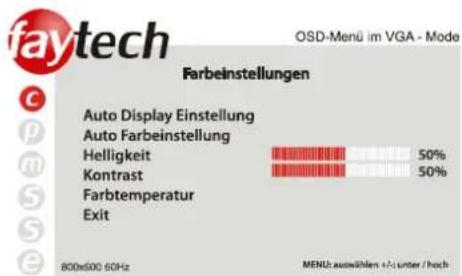 Faytech 8 inch - OSD-MENÜ-BEDIENUNG: - 1
