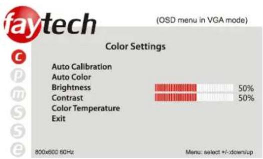 Faytech 8 inch - OSD-MENU-OPERATION - 1