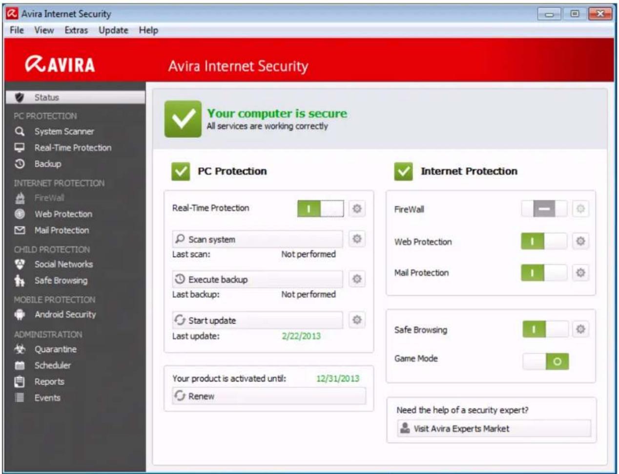 AVIRA Internet Security - Control Center - 1