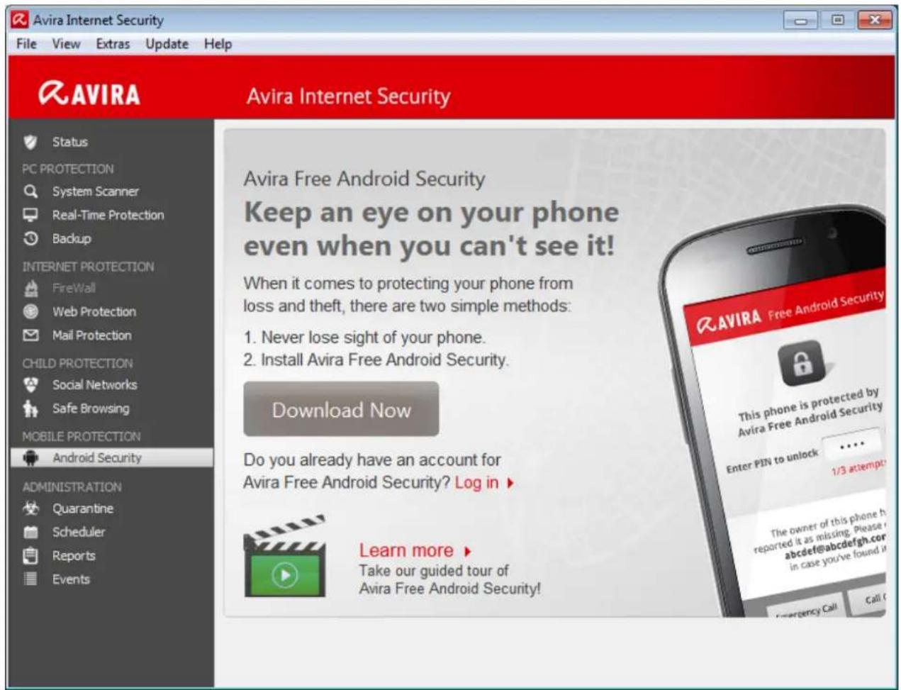 AVIRA Internet Security - Creating an Android account - 1