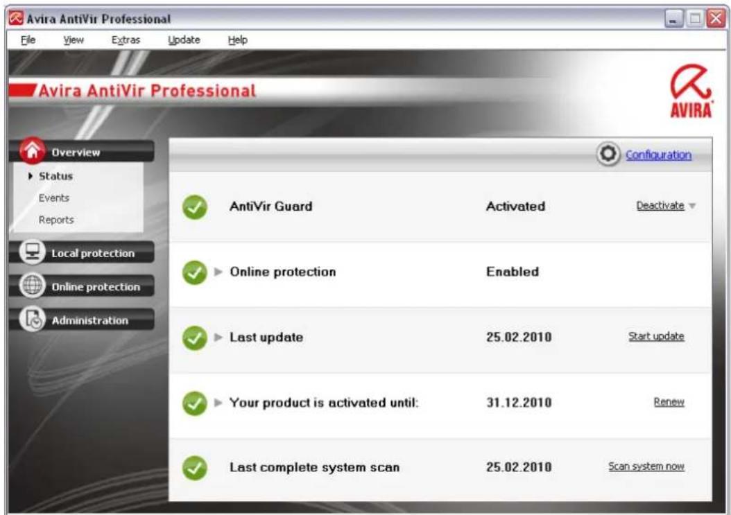 AVIRA AntiVir Professional - Control Center - 1