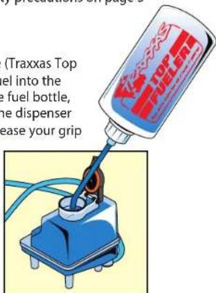 (Traxxas Top fuel into the fuel bottle, the dispenser lease your grip