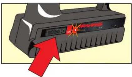 Diagram of a printer with red warning symbol and arrow indicating action