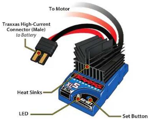 To Motor Traxxas High-Current Connector (Male) to Battery Heat Sinks X15 LED Set Button