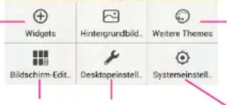 Widgets Hintergrundbild.. Weitere Themes Bildschirm-Edit.. Desktopeinstell.. Systemeinstell..