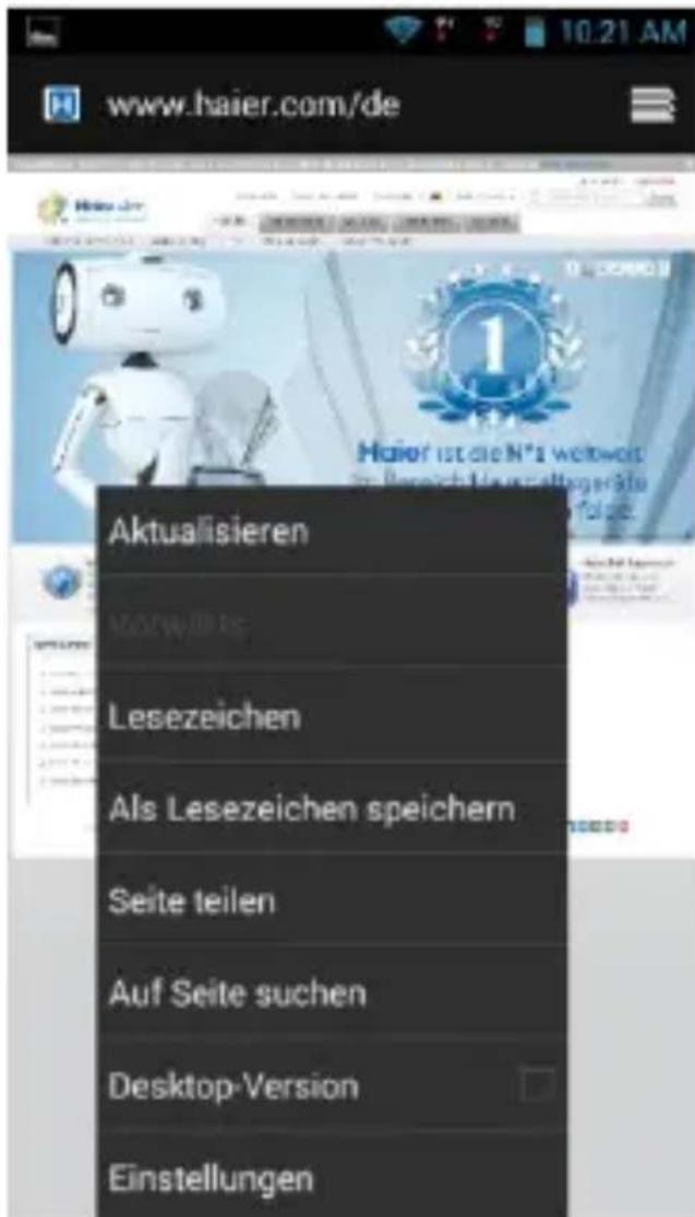 www.haier.com/de Aktualisieren Lesezeichen Als Lesezeichen speichern Seite teilen Auf Seite suchen Desktop-Version Einstellungen