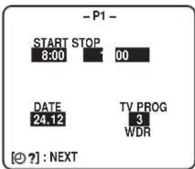 - P1 - START STOP 8:00 1 00 DATE 24.12 TV PROG 3 WDR [● ?] : NEXT