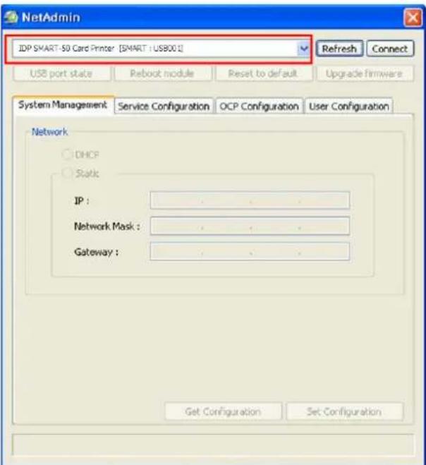 iDP SMART30-D - NetAdmin is run as the Pic74 after turning on SMART-50 network printer. - 2
