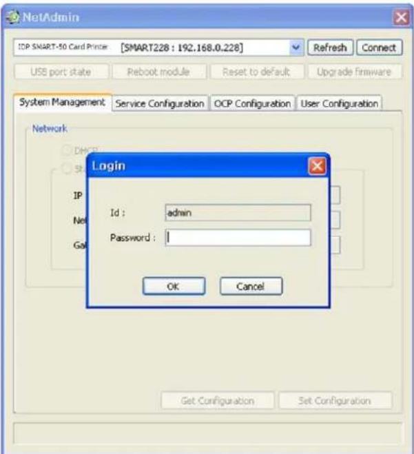 iDP SMART30-D - NetAdmin is run as the Pic74 after turning on SMART-50 network printer. - 3
