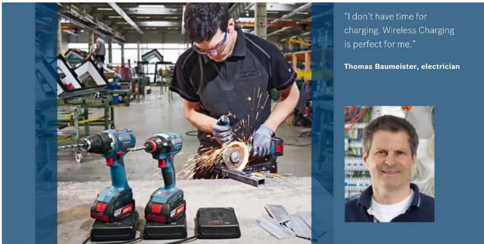 "I don't have time for charging. Wireless Charging is perfect for me." Thomas Baumeister, electrician