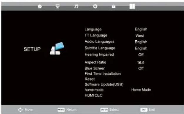 Tristan Auron LED40FullHD - SETUP-MENÜ - 1
