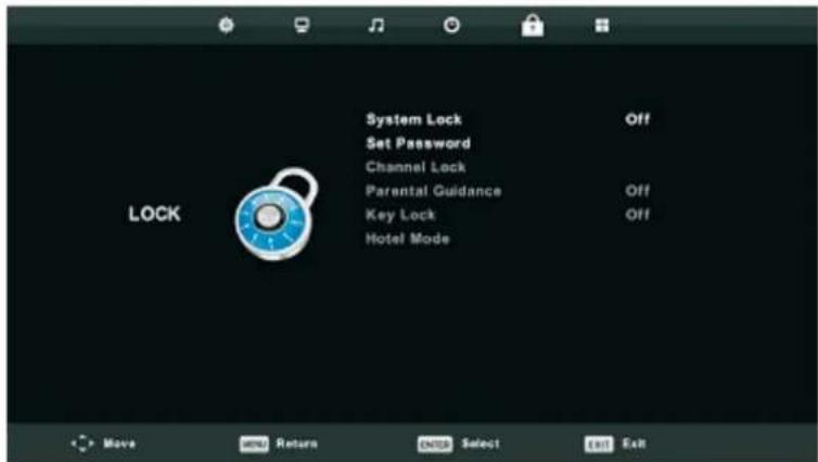 Tristan Auron LED55UltraHD - LOCK-Menü - 1