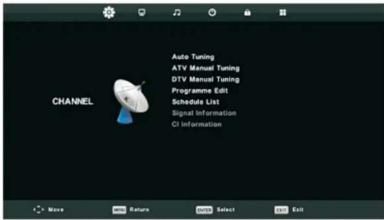 Tristan Auron LED55UltraHD - CHANNEL-Menü - 1