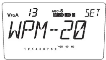 ALINCO DX-SR8E - Menü 13. Gebegeschwindigkeit des elektronischen Keyers - 1