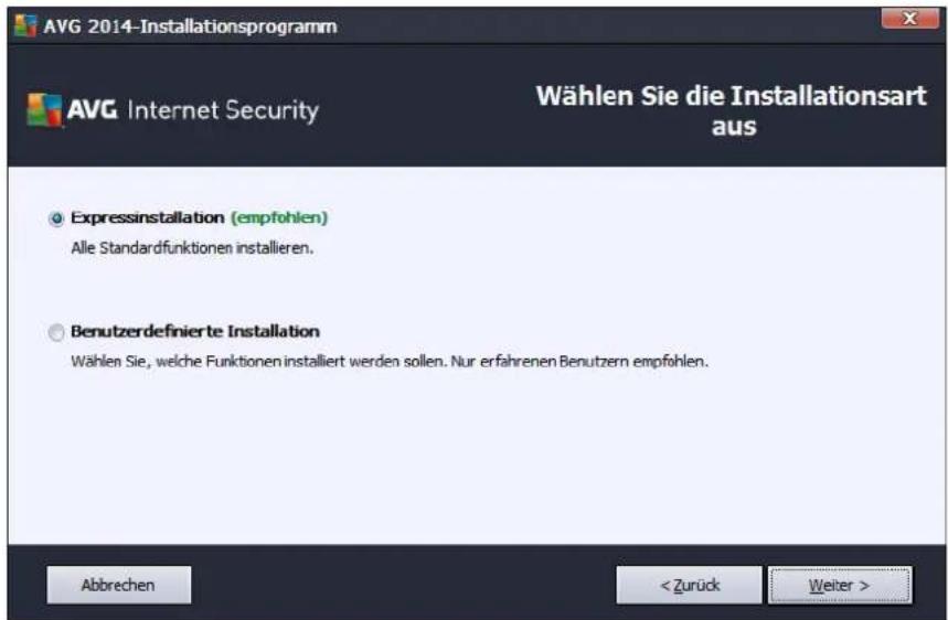 AVG Ultimate 2014 - Wählen Sie die Installationsart aus - 1