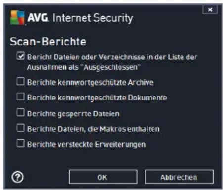 AVG Ultimate 2014 - Zusätzliche Scan-Berichte einstellen - 1