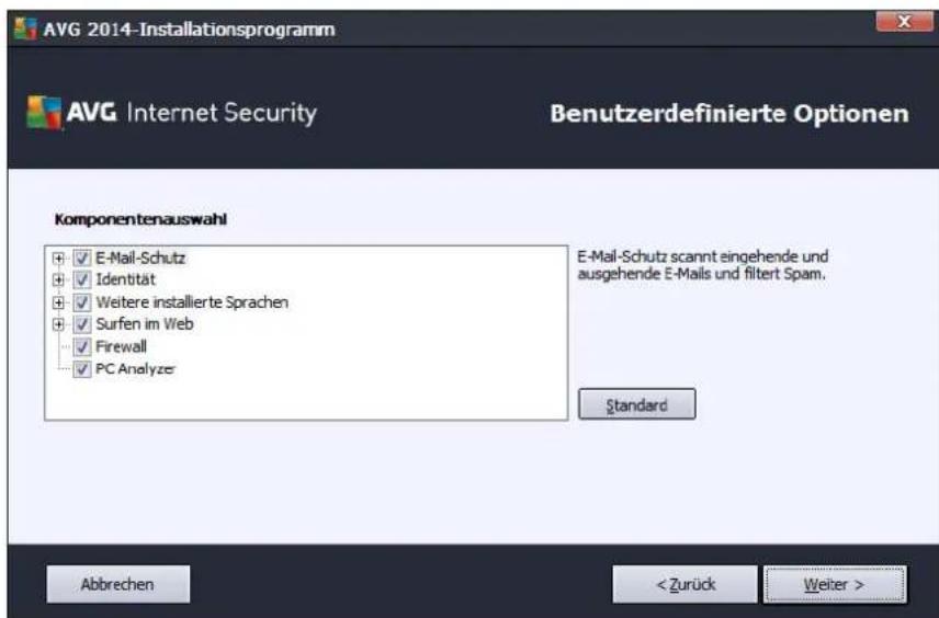 AVG Ultimate 2014 - Benutzerdefinierte Optionen - 1