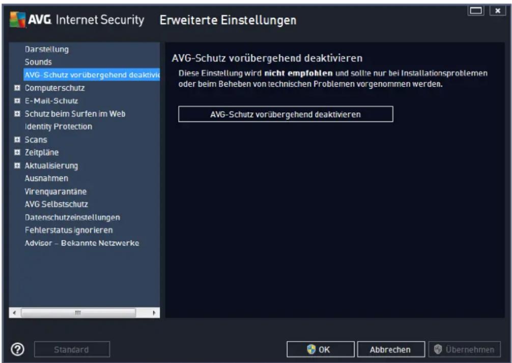 AVG Protection 2014 - AVG-Schutz vorübergehend deaktivieren - 1