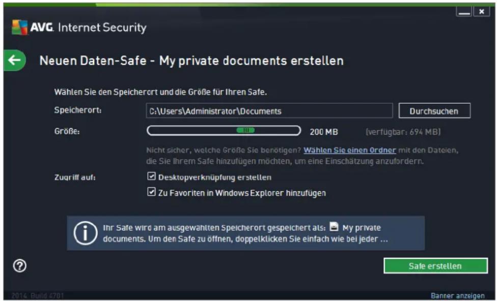 AVG Protection 2014 - So erstellen Sie einen Daten-Safe - 2
