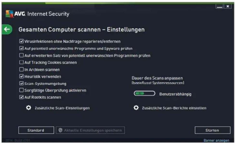 AVG Protection 2014 - Bearbeitung der Scan-Konfiguration - 1