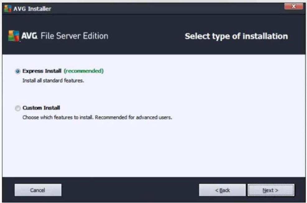 AVG File Server 2014 - Select Installation Type - 1