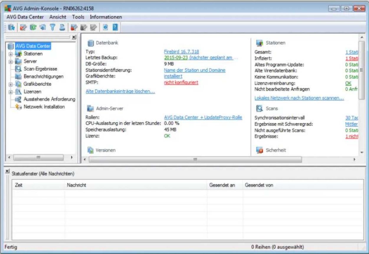 AVG AntiVirus Business Edition 2014 - Übersicht über die Benutzeroberfläche der AVG Admin-Konsole - 1