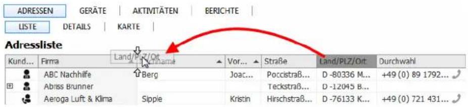 COBRA CRM PRO 2017 - Spaltenreihenfolge ändern - 1