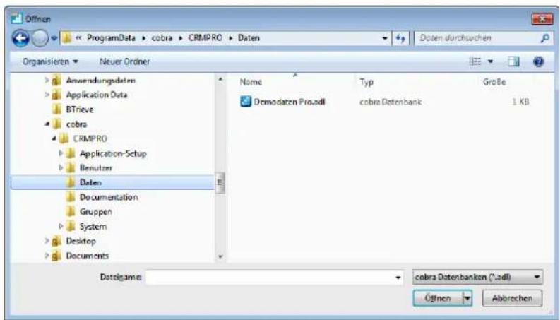 COBRA CRM PRO 2017 - Öffnen Sie eine Datenbank - 1