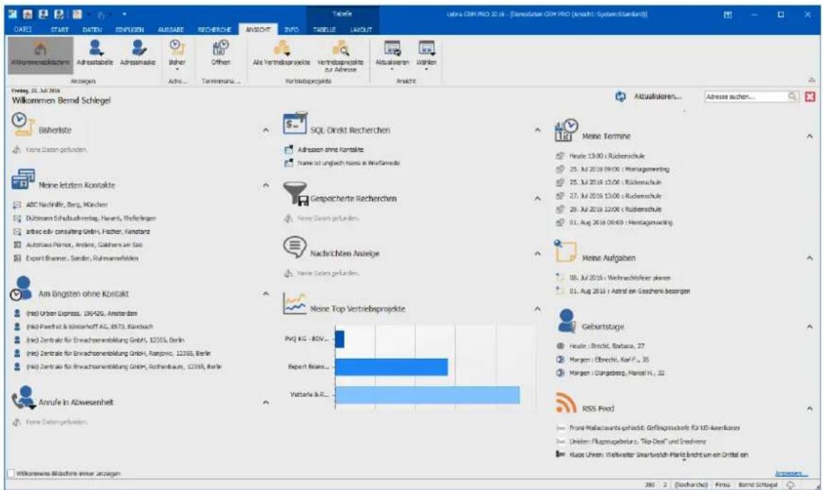 COBRA CRM PRO 2017 - Der Willkommensbildschirm - 1