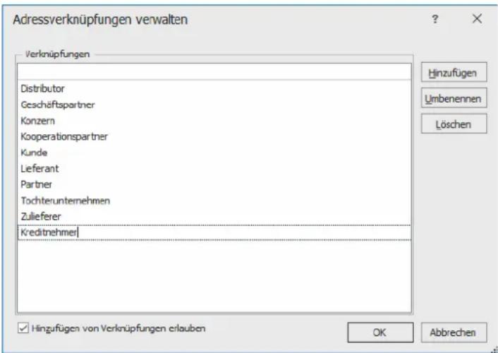 COBRA Adress PLUS 2017 - Verknüpfungen verwalten - 1