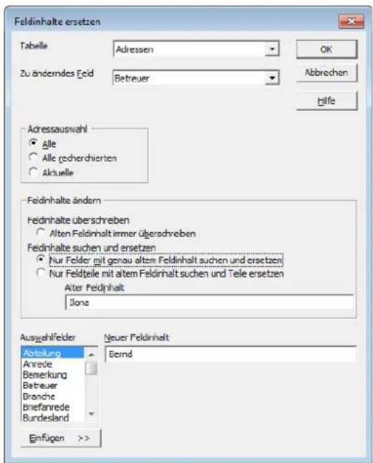 COBRA Adress PLUS 2017 - Feldinhalte ersetzen oder löschen - 1