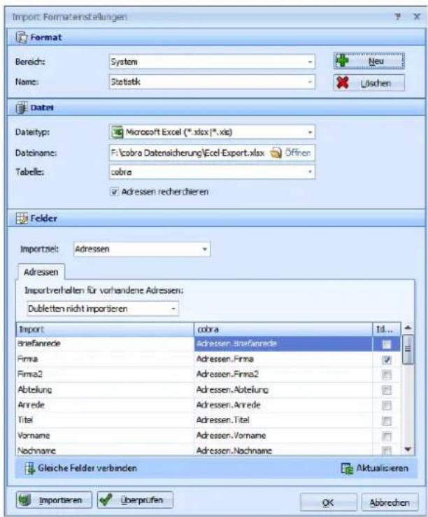 COBRA Adress PLUS 2017 - Excel-Import - 2